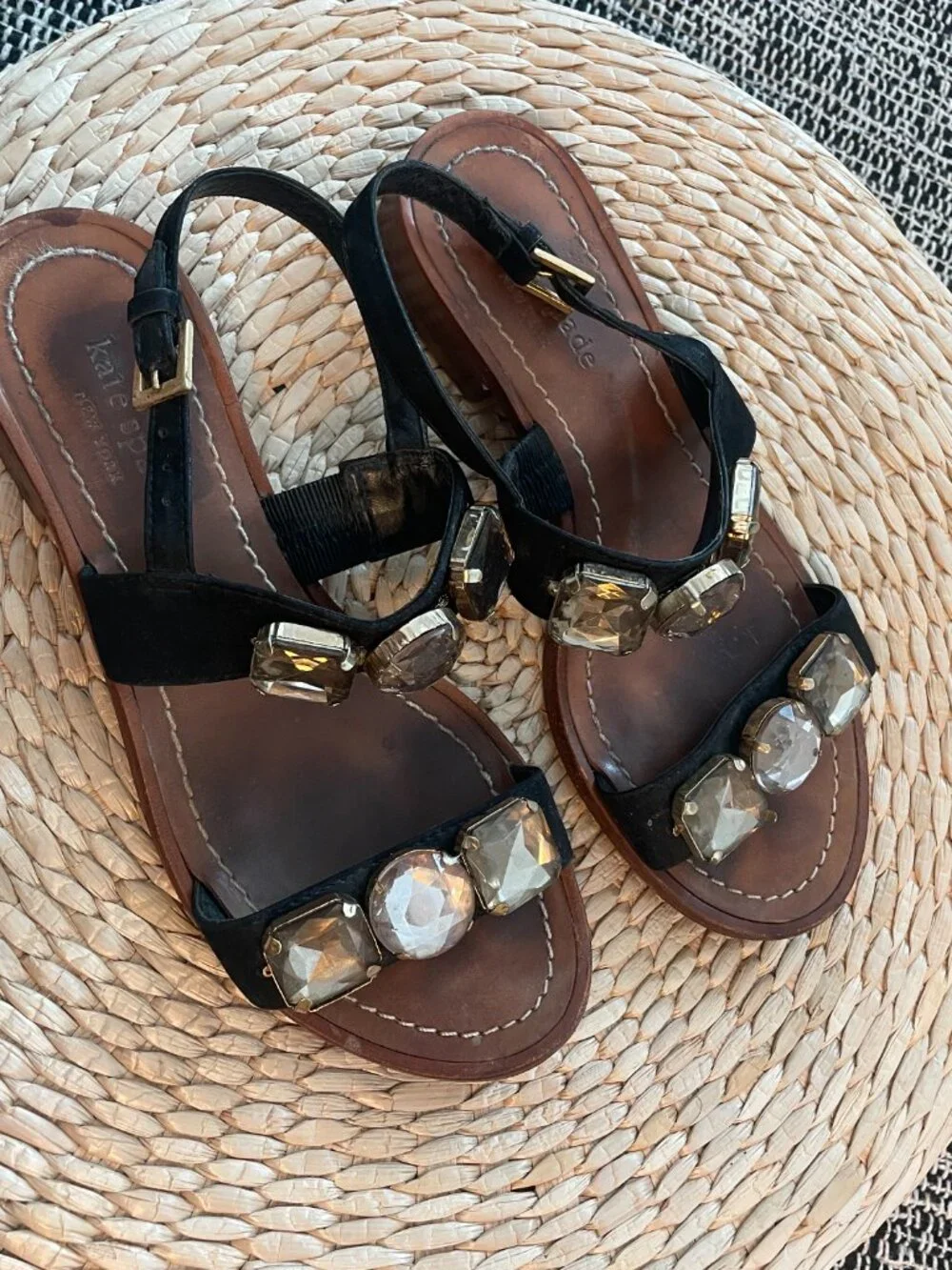 Kate Spade Black Jeweled Slingback Sandals Size 6M